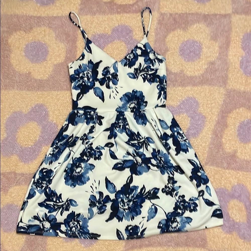 Monteau Blue and White Sleeveless Sundress
